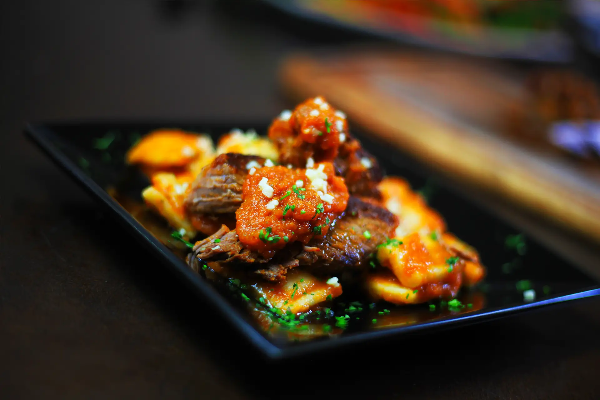 Jantar com carne de búfalo